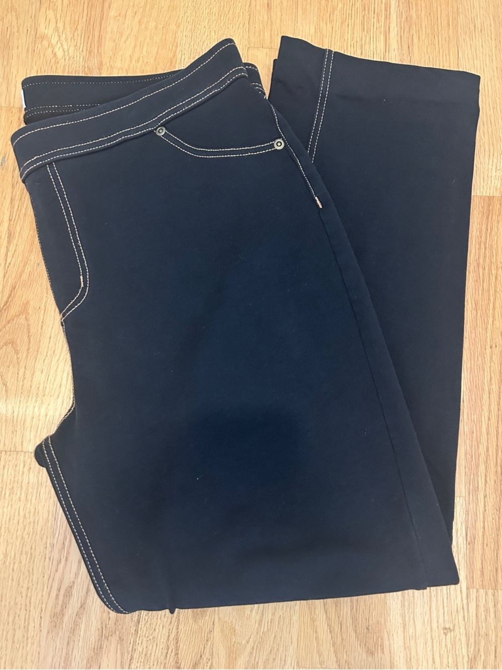 Susan Graver Black Straight-Leg Jeans with Contrast Stitching
